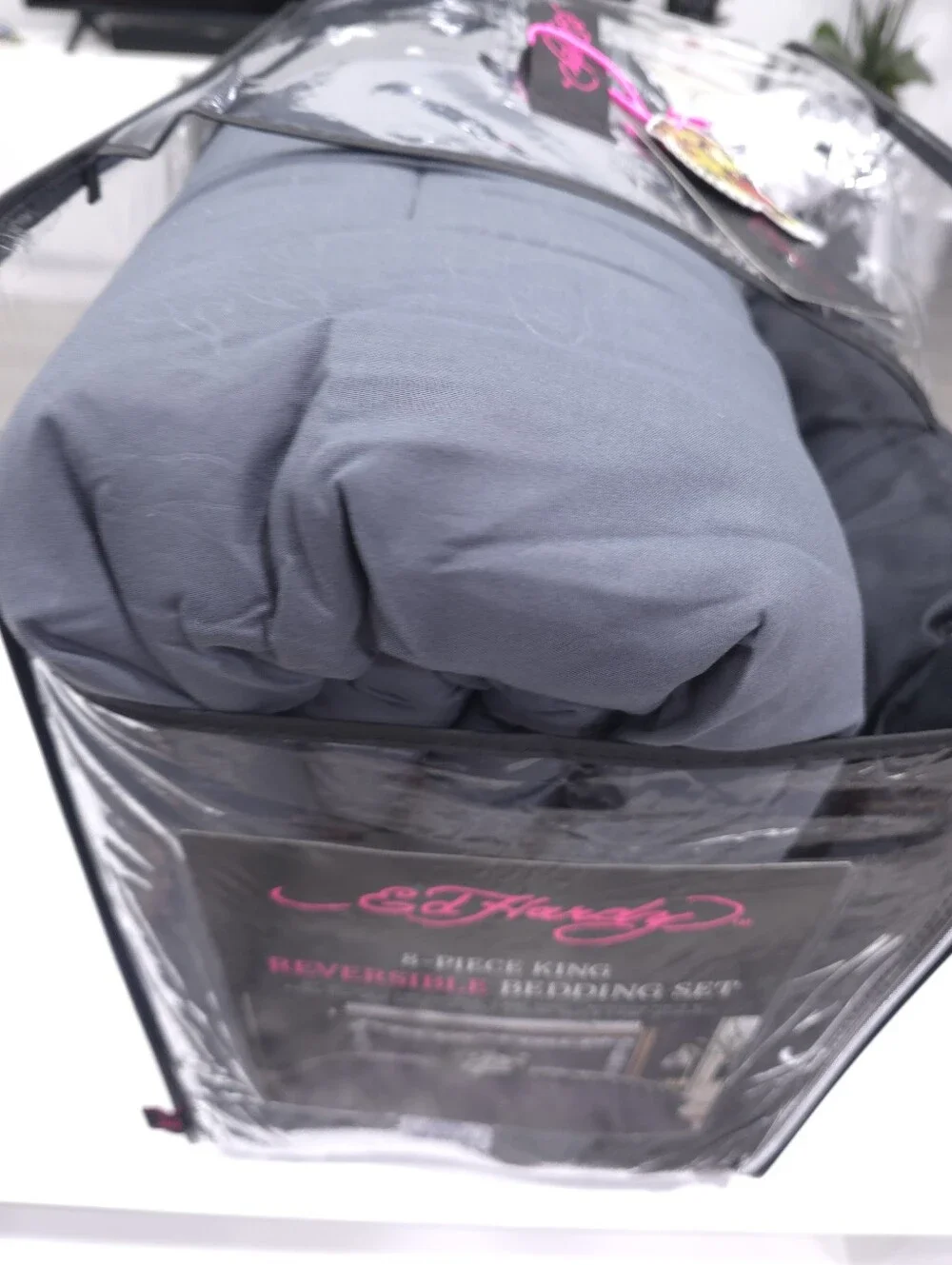 Ed Hardy KING 8-Piece Dice Gray Bedding Comforter Set